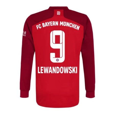 Camisola FC Bayern München Robert Lewandowski 9 Principal 2021 2022 - Manga Comprida